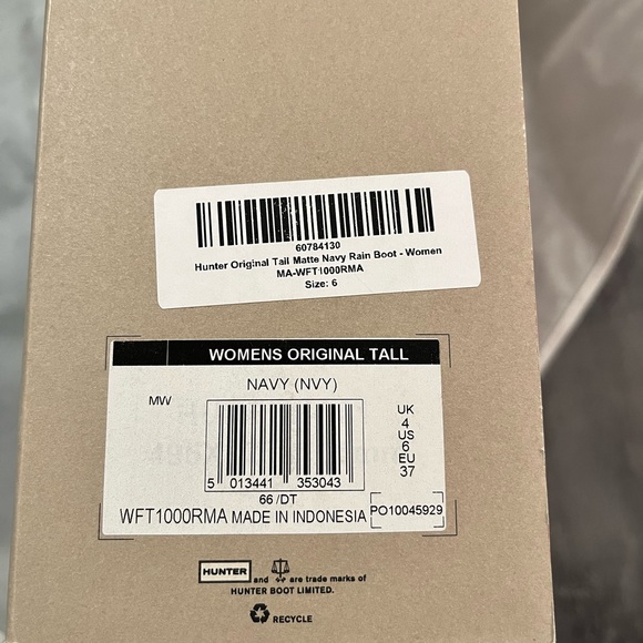 NEW never used, original authentic Hunter Boots, size 6, NAVY - Picture 5 of 5